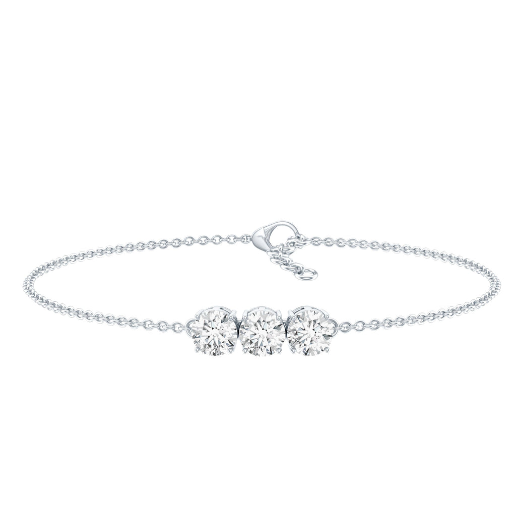 Lab Grown Diamond Bracelet – Three Stone 5 MM Round Diamonds in Prong Setting