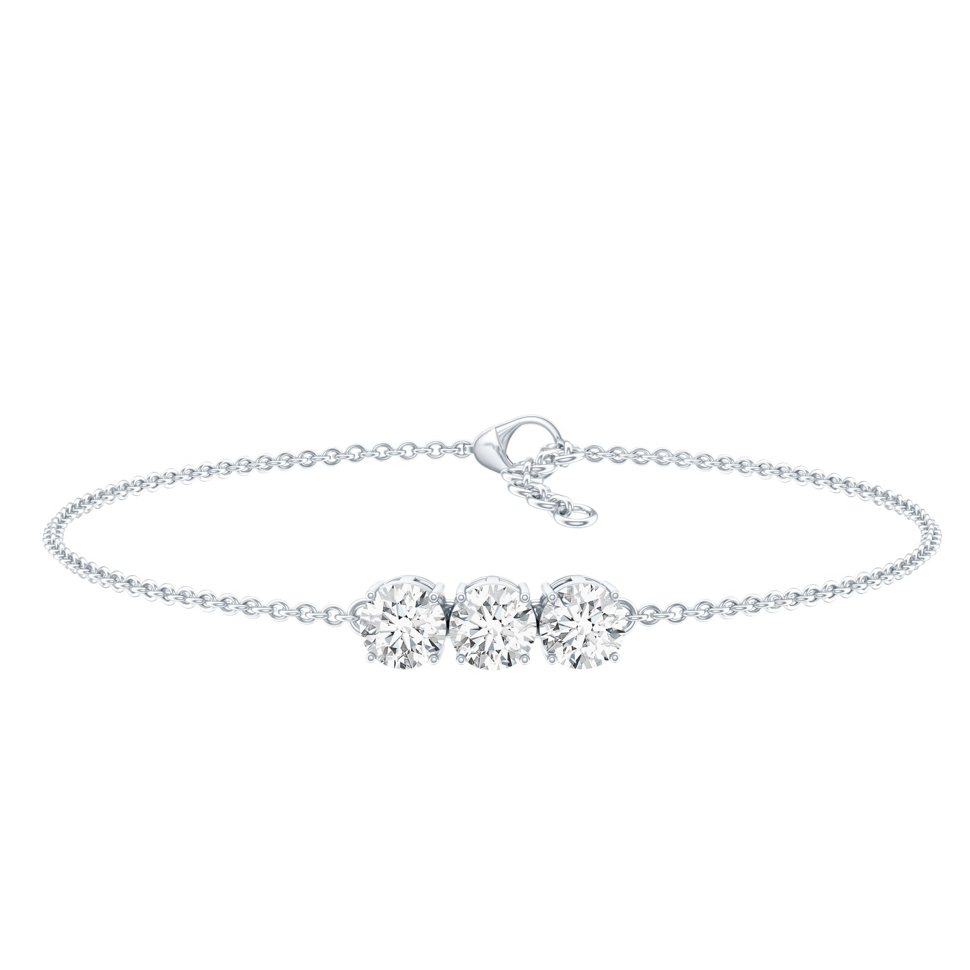 Lab Grown Diamond Bracelet – Three Stone 5 MM Round Diamonds in Prong Setting