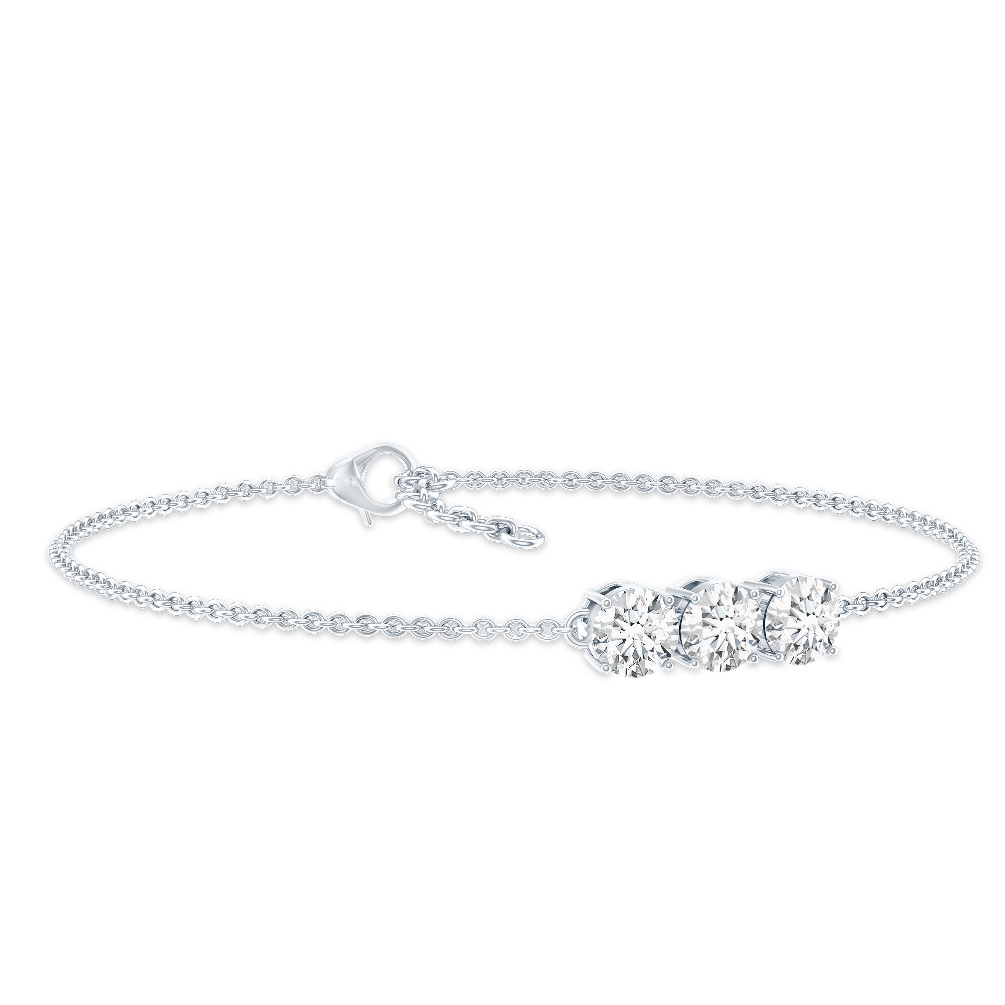 Lab Grown Diamond Bracelet – Three Stone 5 MM Round Diamonds in Prong Setting