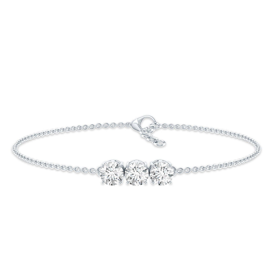 Lab Grown Diamond Bracelet – Three Stone 5 MM Round Diamonds in Prong Setting