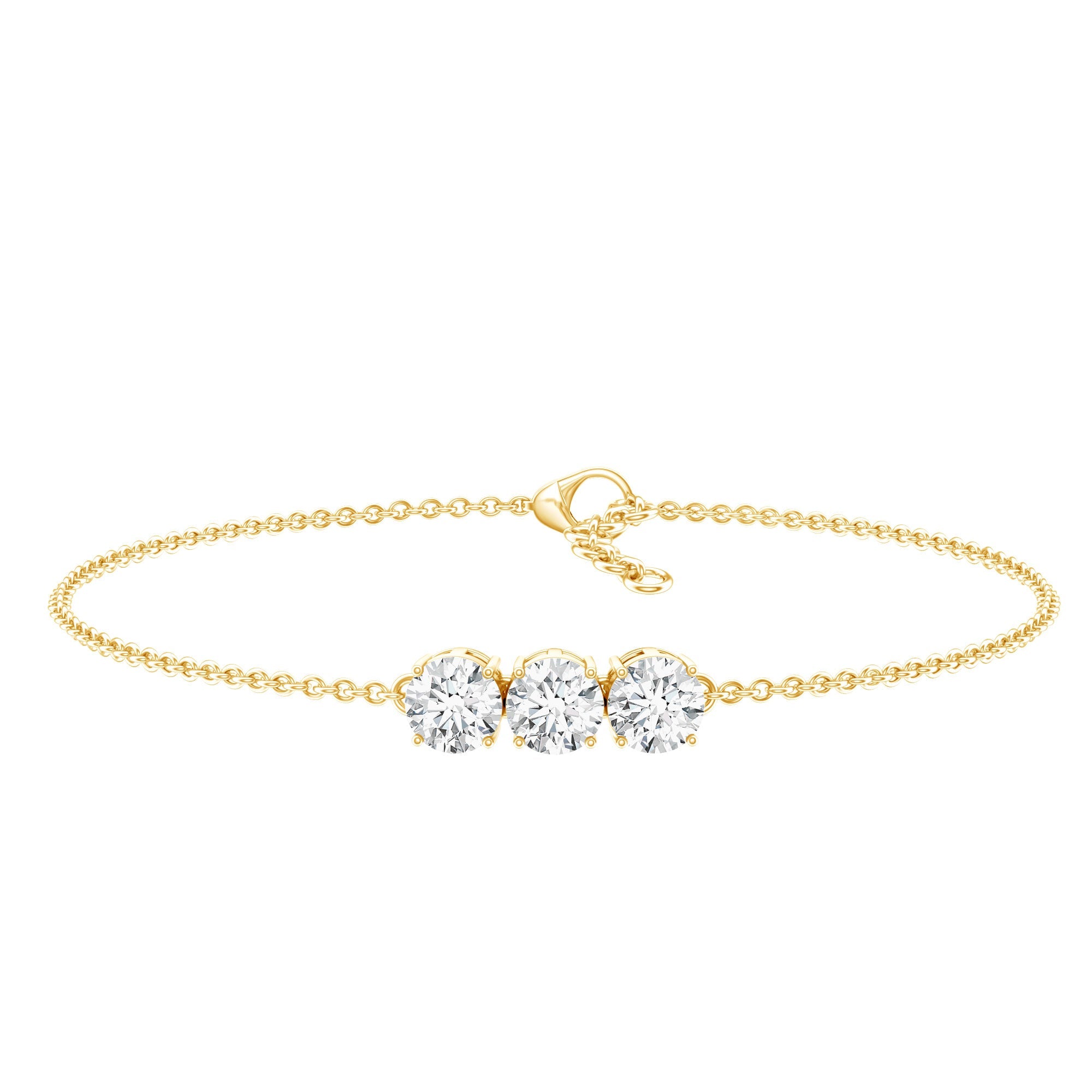 Lab Grown Diamond Bracelet – Three Stone 5 MM Round Diamonds in Prong Setting