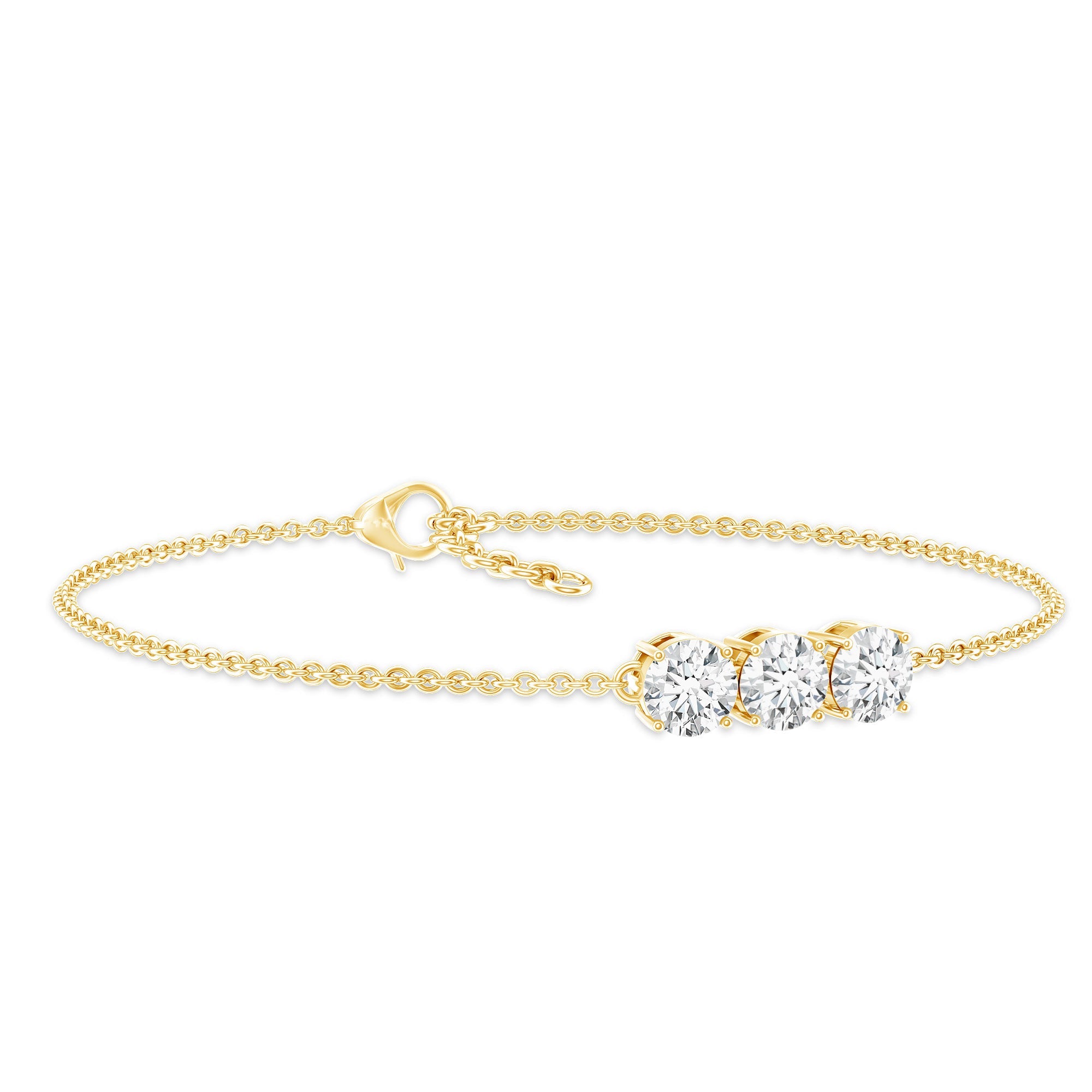 Lab Grown Diamond Bracelet – Three Stone 5 MM Round Diamonds in Prong Setting
