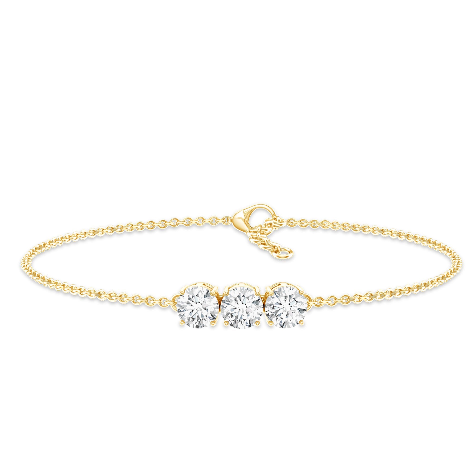 Lab Grown Diamond Bracelet – Three Stone 5 MM Round Diamonds in Prong Setting