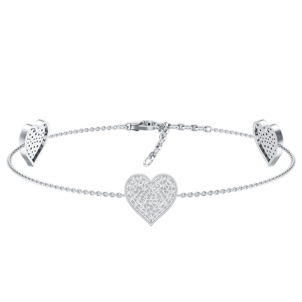 Lab Grown Diamond Bracelet – Pave Heart Motif Sparkling Jewelry for Women