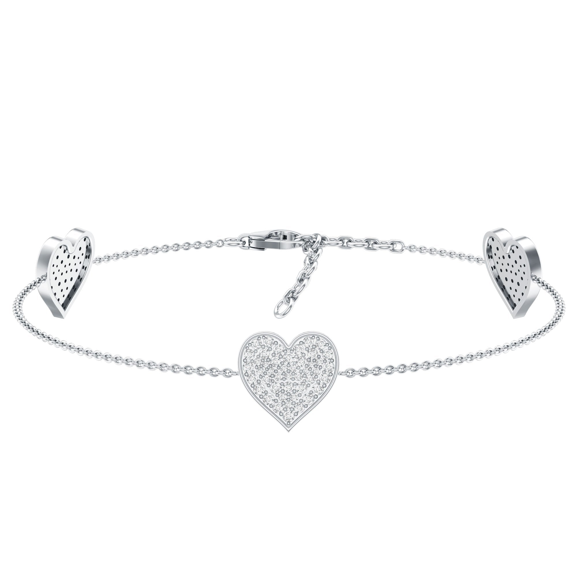 Lab Grown Diamond Bracelet – Pave Heart Motif Sparkling Jewelry for Women
