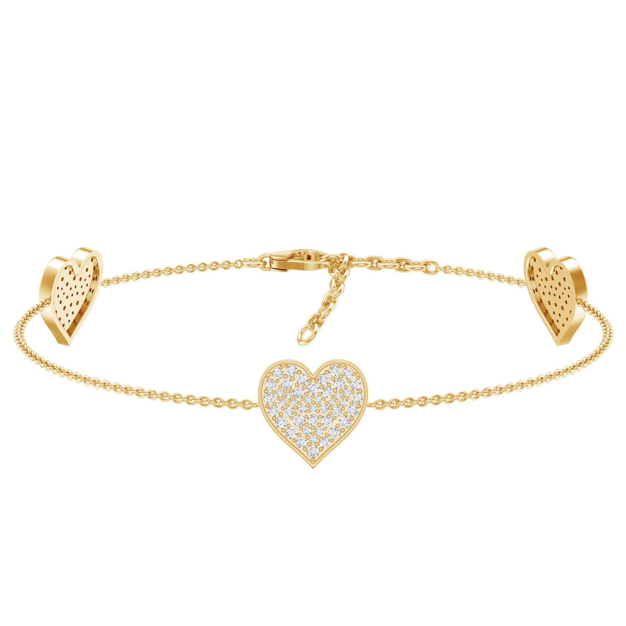 Lab Grown Diamond Bracelet – Pave Heart Motif Sparkling Jewelry for Women