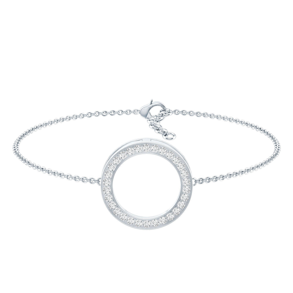 Lab Grown Diamond Bracelet – Open Circle Charm with Round Brilliant Diamonds