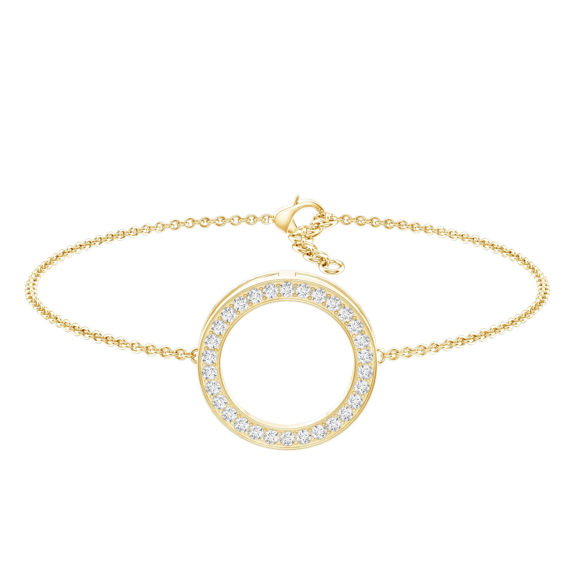 Lab Grown Diamond Bracelet – Open Circle Charm with Round Brilliant Diamonds