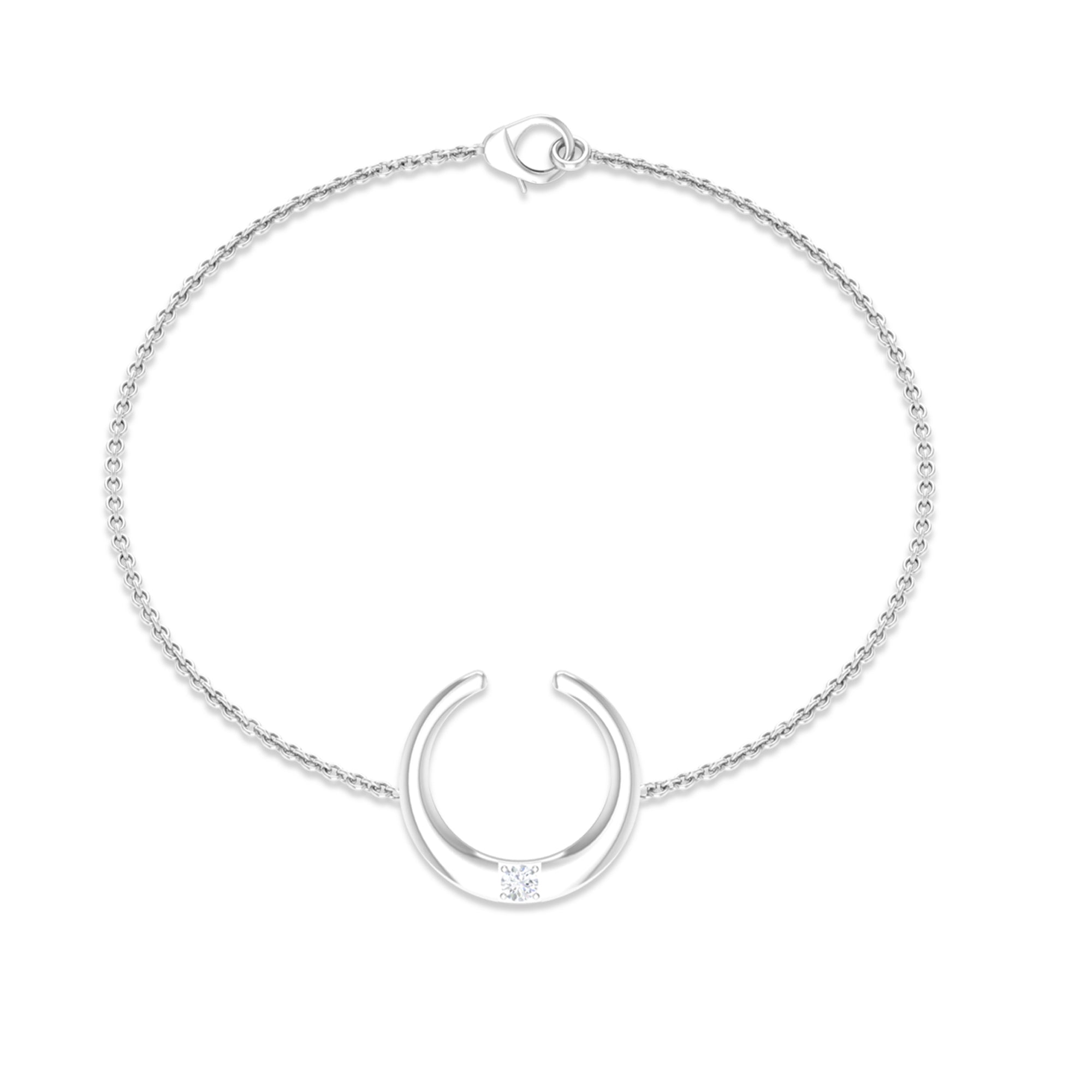 Diamond Moon Bracelet – Celestial Chain Bracelet with Crescent Moon Charm
