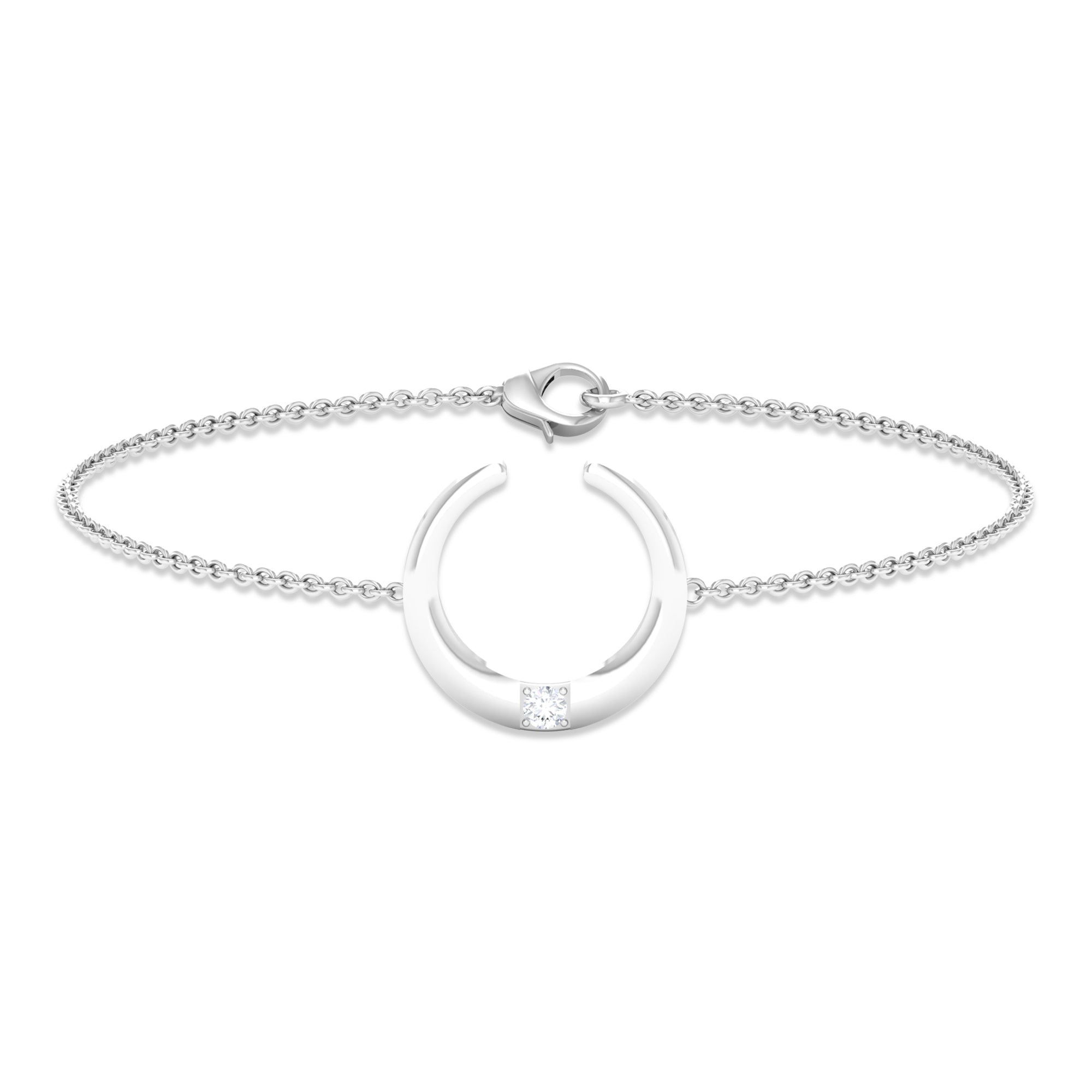 Diamond Moon Bracelet – Celestial Chain Bracelet with Crescent Moon Charm