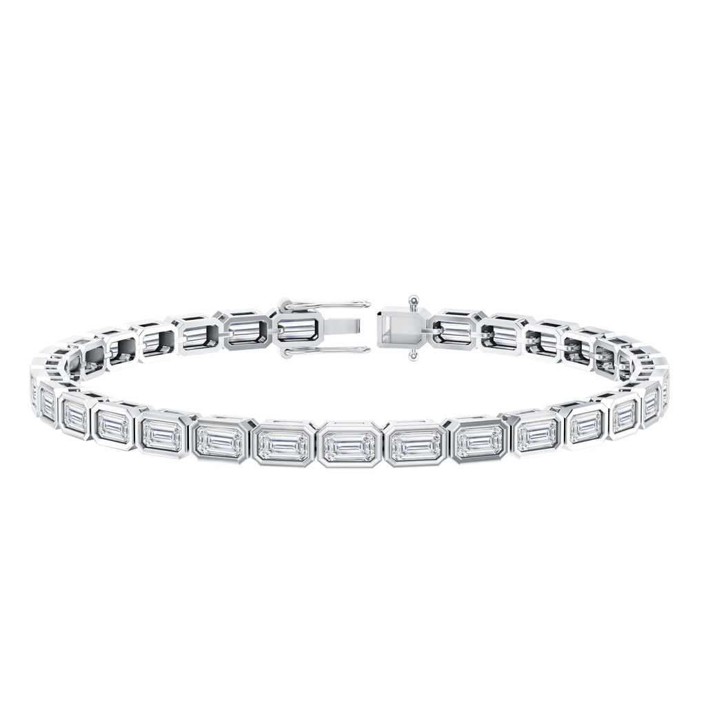 Emerald Cut Diamond Bracelet - Lab Grown 9.6 Carat Bezel Set Tennis Jewelry