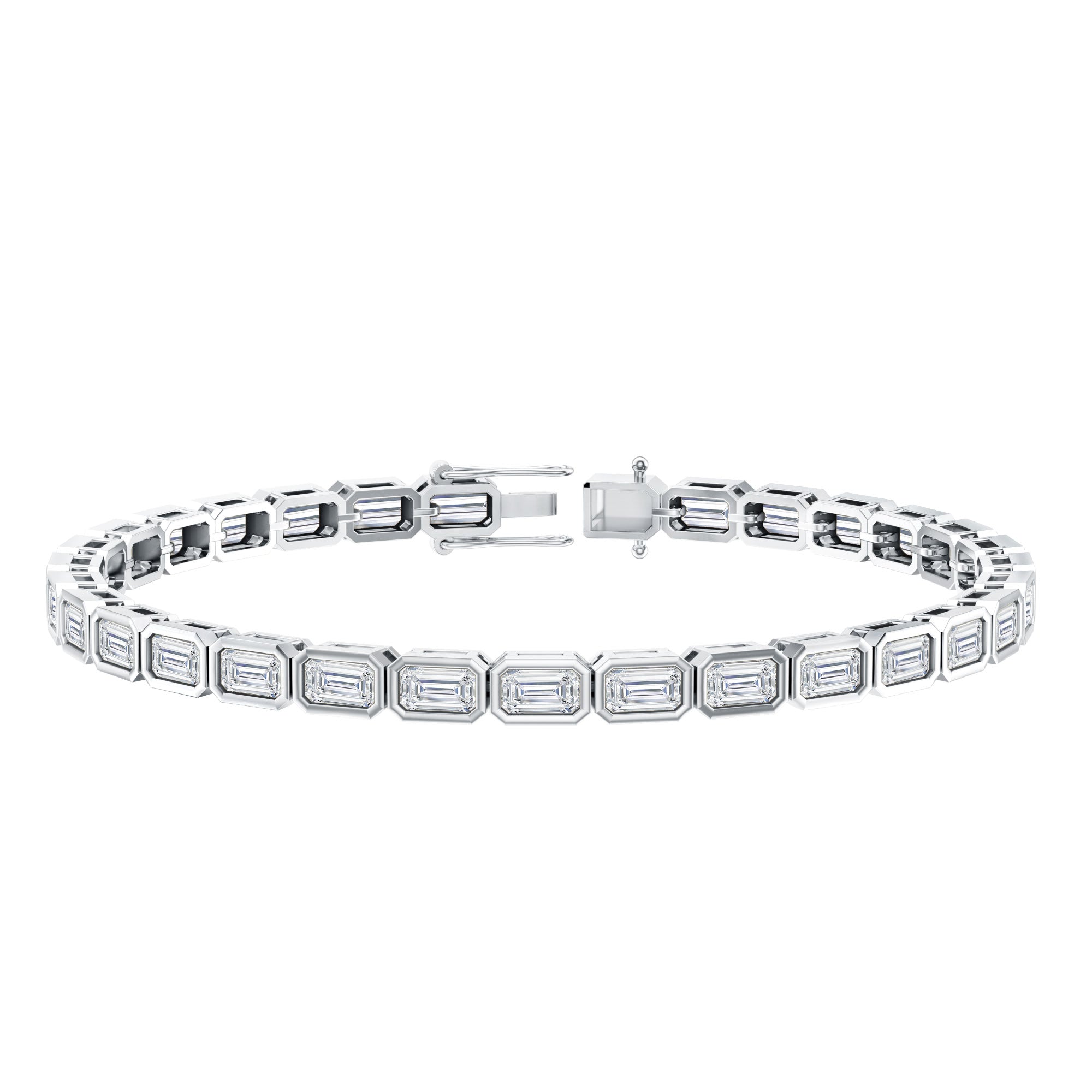 Emerald Cut Diamond Bracelet - Lab Grown 9.6 Carat Bezel Set Tennis Jewelry