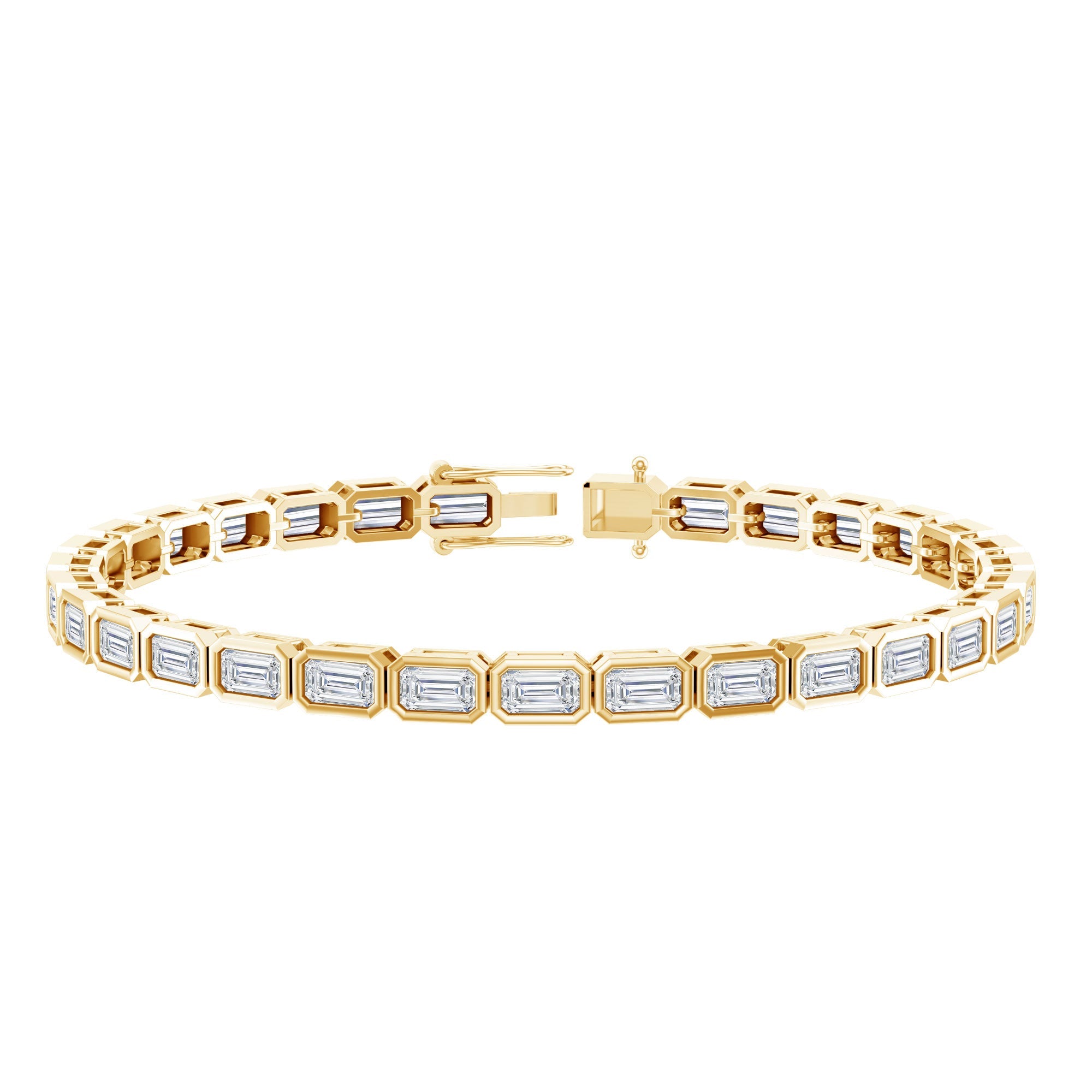 Emerald Cut Diamond Bracelet - Lab Grown 9.6 Carat Bezel Set Tennis Jewelry