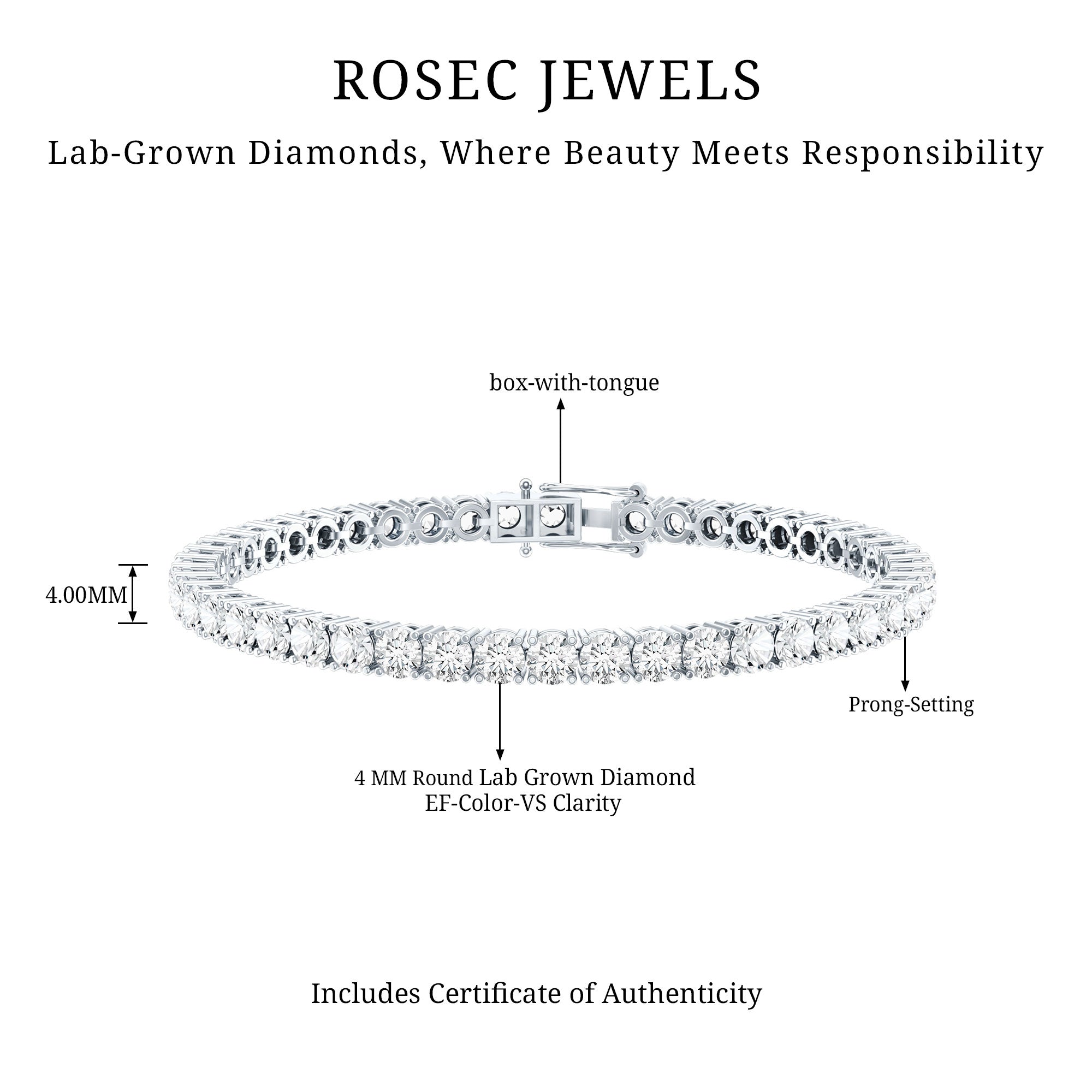 Lab Grown Diamond Bracelet – Certified 11 Carat Diamond Tennis Bracelet for Women