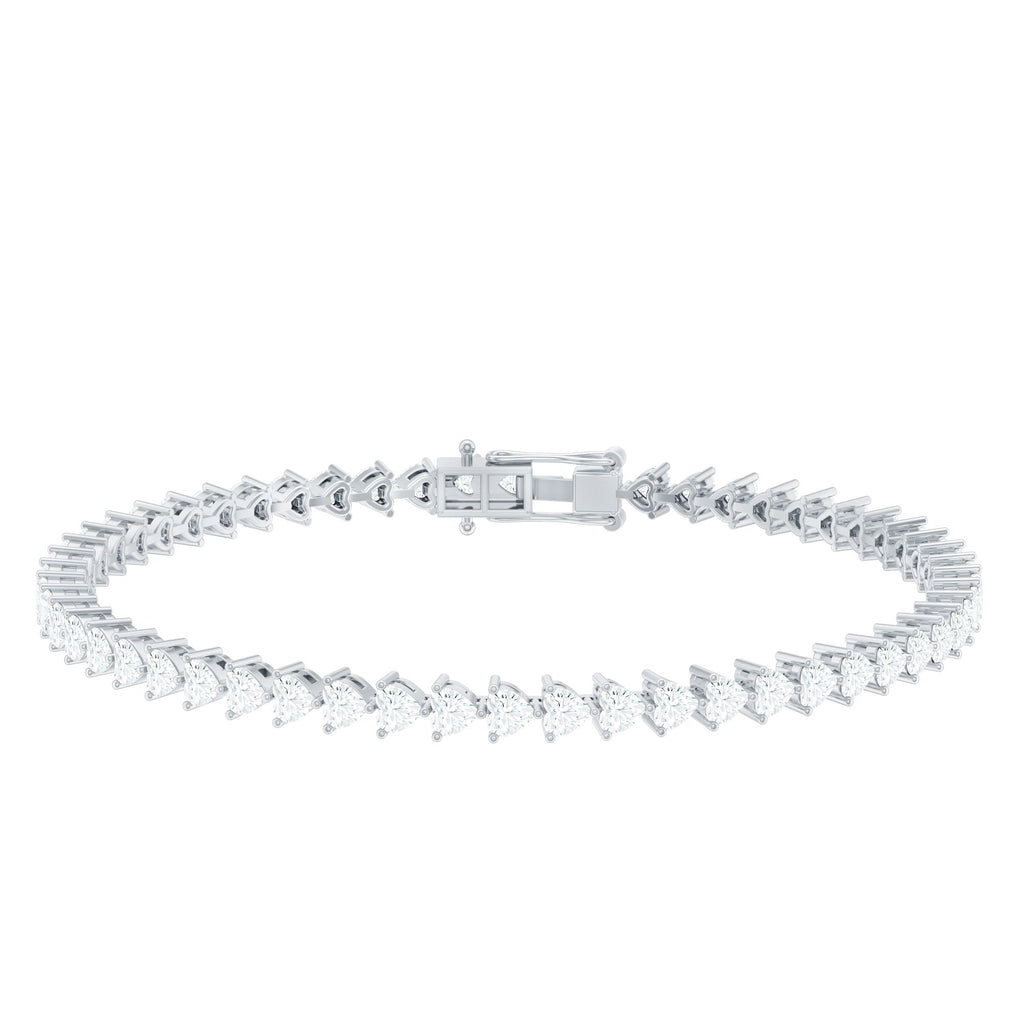 Lab Grown Diamond Bracelet – Heart Tennis Bracelet with 3 Prong Setting | Rosec Jewels