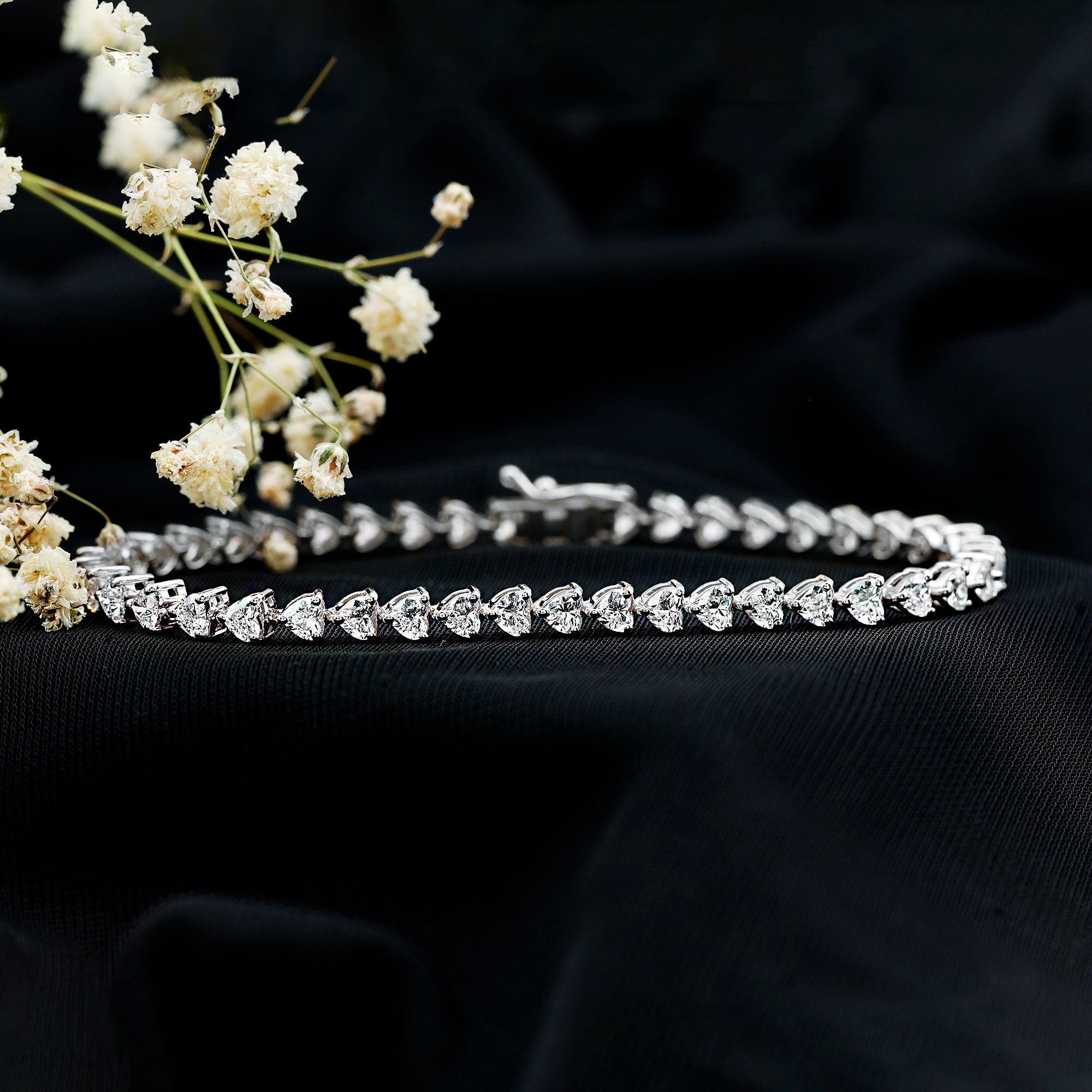 Lab Grown Diamond Bracelet – Heart Tennis Bracelet with 3 Prong Setting | Rosec Jewels
