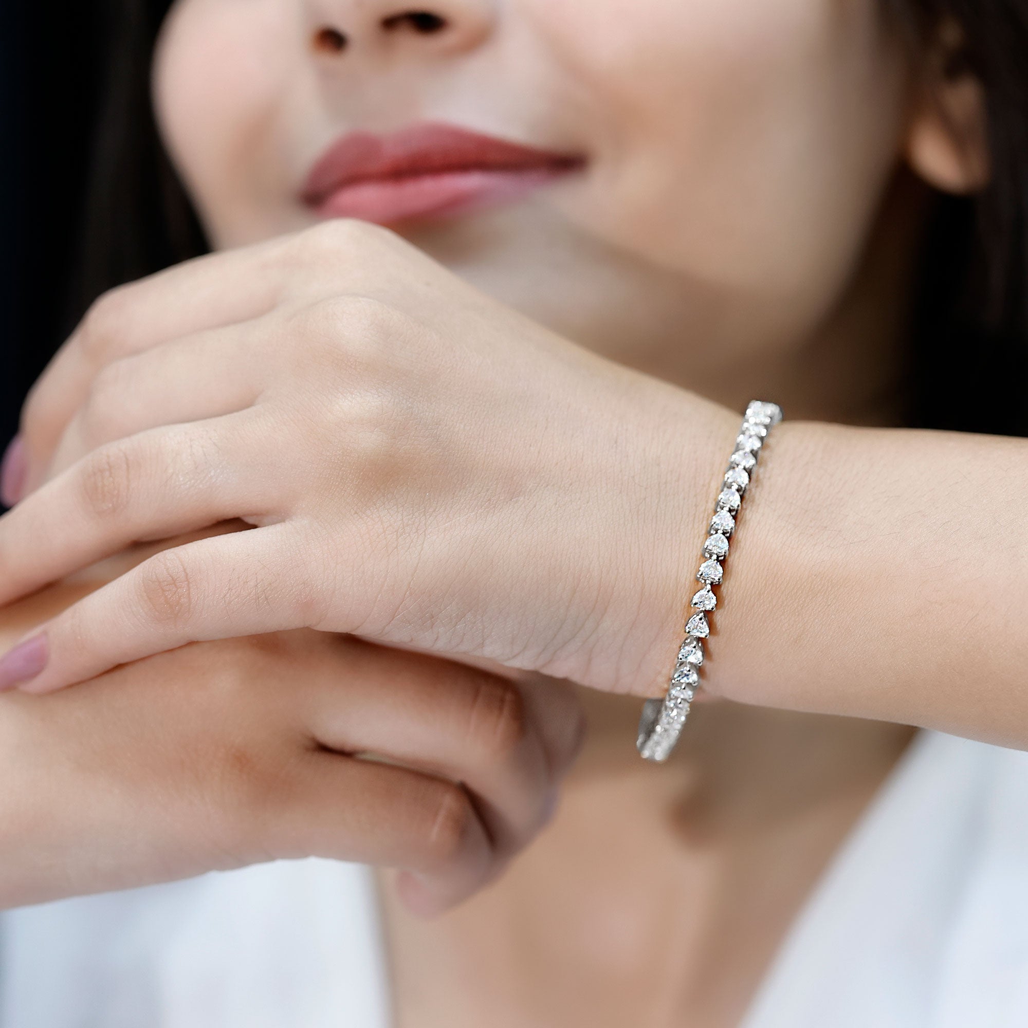 Lab Grown Diamond Bracelet – Heart Tennis Bracelet with 3 Prong Setting | Rosec Jewels