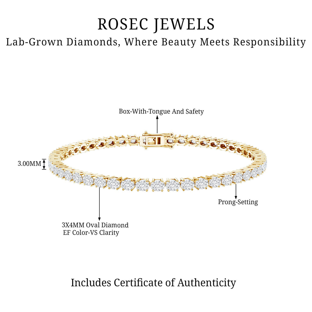 Lab Grown Diamond Bracelet – Oval Shape Tennis Bracelet With Prong Setting Jewelry