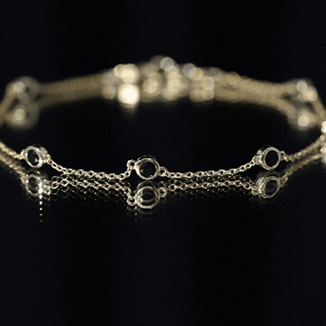 Black Onyx Bracelet - Bezel Set Seven Stone Station Chain, Elegant Wrist Jewelry