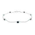 Black Onyx Bracelet - Bezel Set Seven Stone Station Chain, Elegant Wrist Jewelry