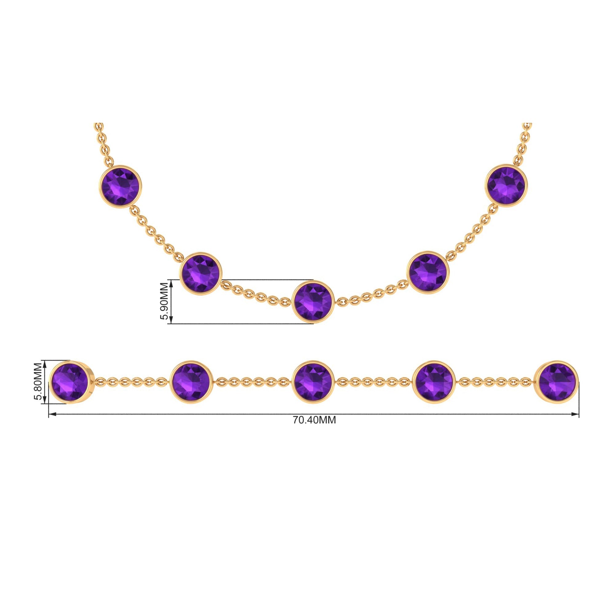 Amethyst Station Chain Bracelet – Bezel Set Purple Gemstone Jewelry for Women