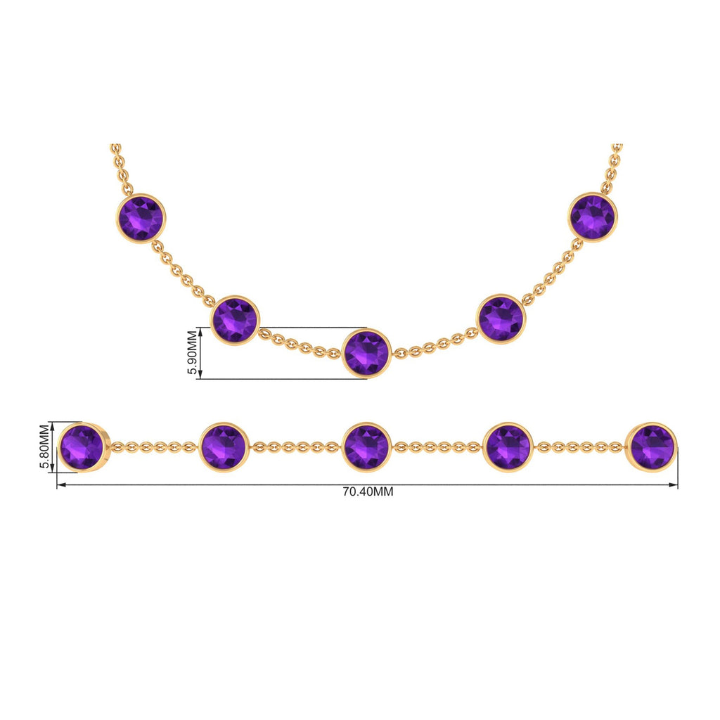 Amethyst Station Chain Bracelet – Bezel Set Purple Gemstone Jewelry for Women