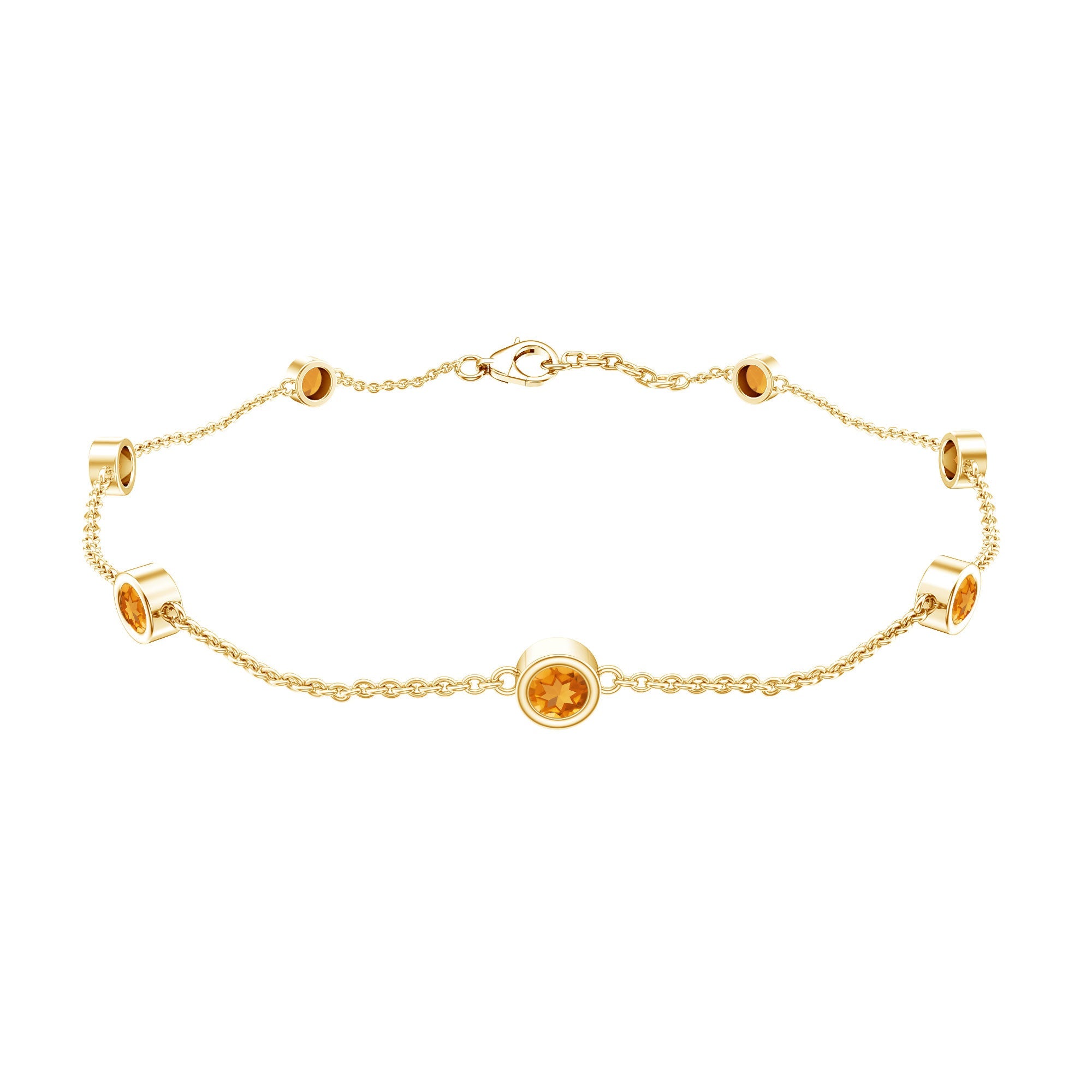 A gold bracelet with small round stones or gemstones attached to it.