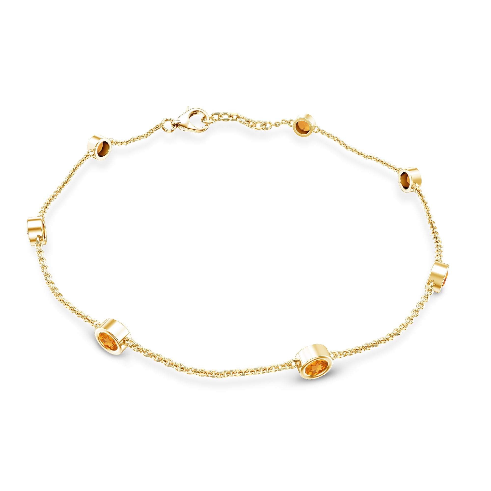 A gold-colored bracelet with small round stones or gemstones attached to it.