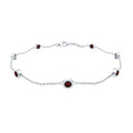 Garnet Station Bracelet - Bezel Set Seven Stone Minimalist Chain Jewelry Gift