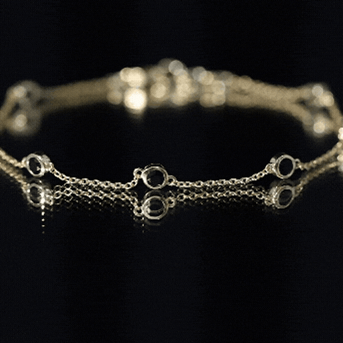 Black Spinel Bracelet – Natural 7 Stone Station Chain With Bezel Setting