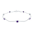 Amethyst Chain Bracelet - 7 Stone Bezel Setting Station Chain Jewelry