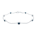 London Blue Topaz Bracelet – Bezel Set 7 Stone Station Chain, AAA Quality