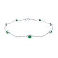 Emerald Station Bracelet – Bezel Set Green Gemstone Chain Jewelry with Lobster Clasp