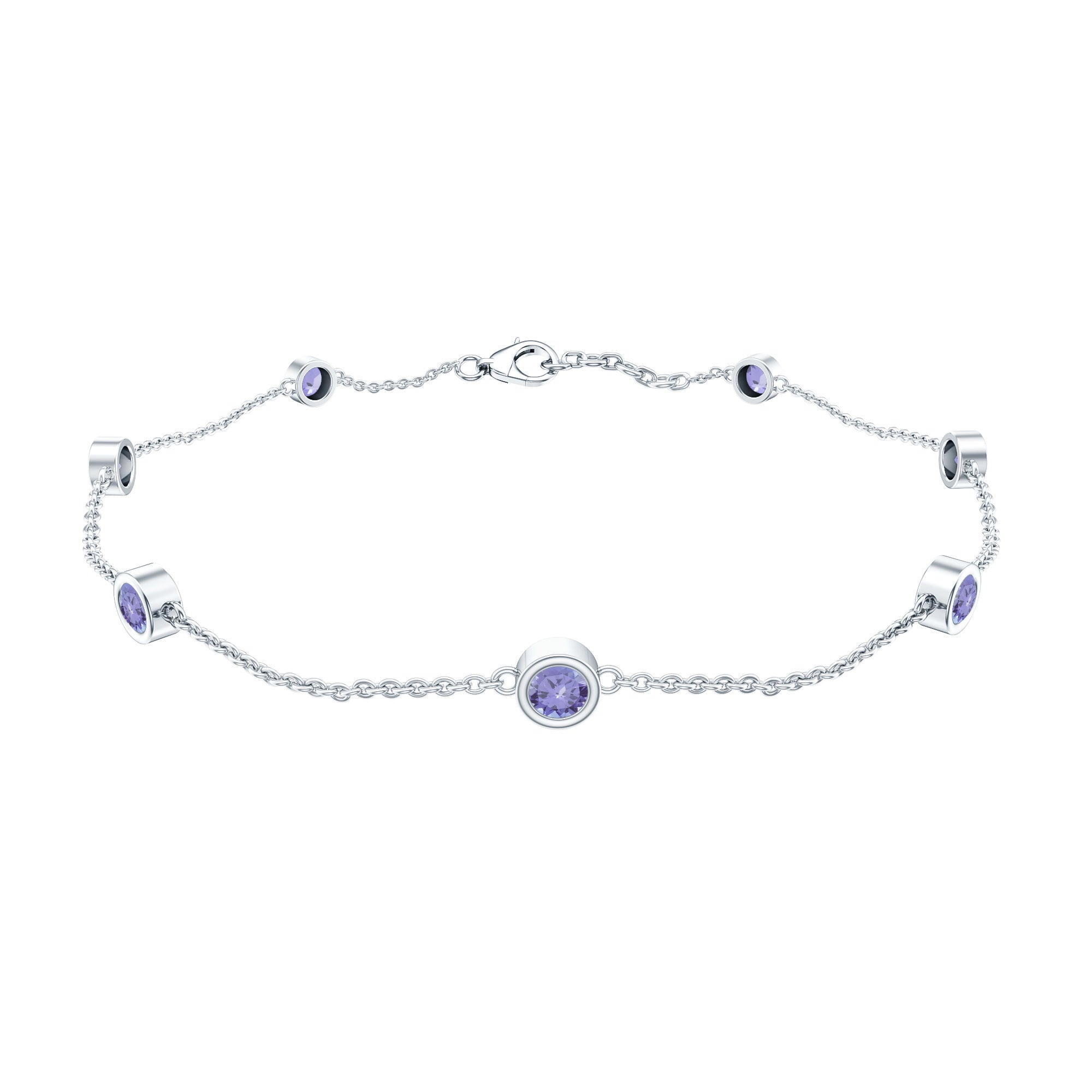 Natural Tanzanite Bracelet – Certified Blue Gemstone Chain with Bezel Setting Stones