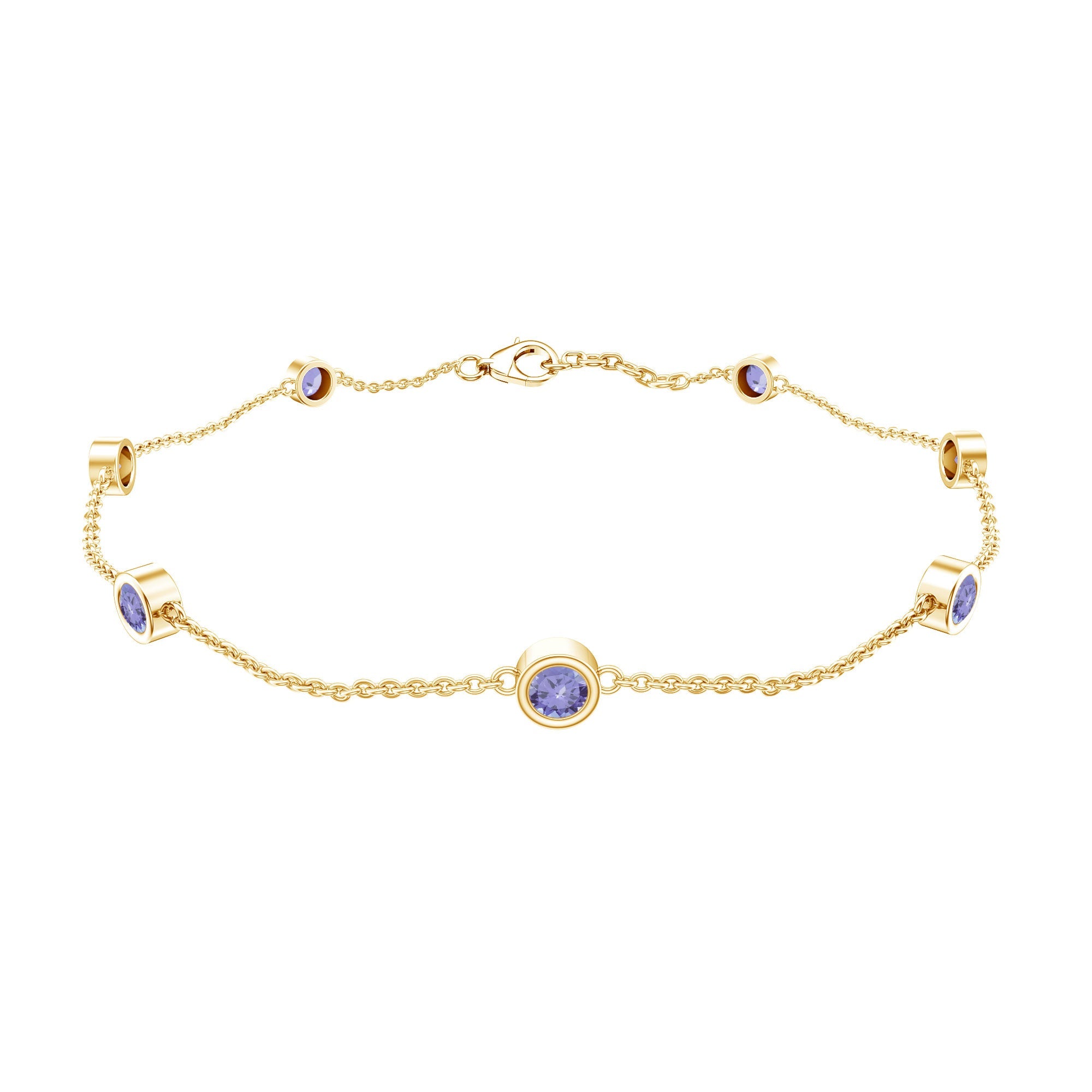 Natural Tanzanite Bracelet – Certified Blue Gemstone Chain with Bezel Setting Stones