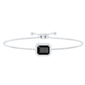 Black Onyx Bolo Bracelet – Emerald Cut Diamond Halo Adjustable Cord Jewelry