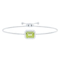 Peridot Bolo Bracelet – Adjustable Emerald Cut Bracelet With Diamond Halo