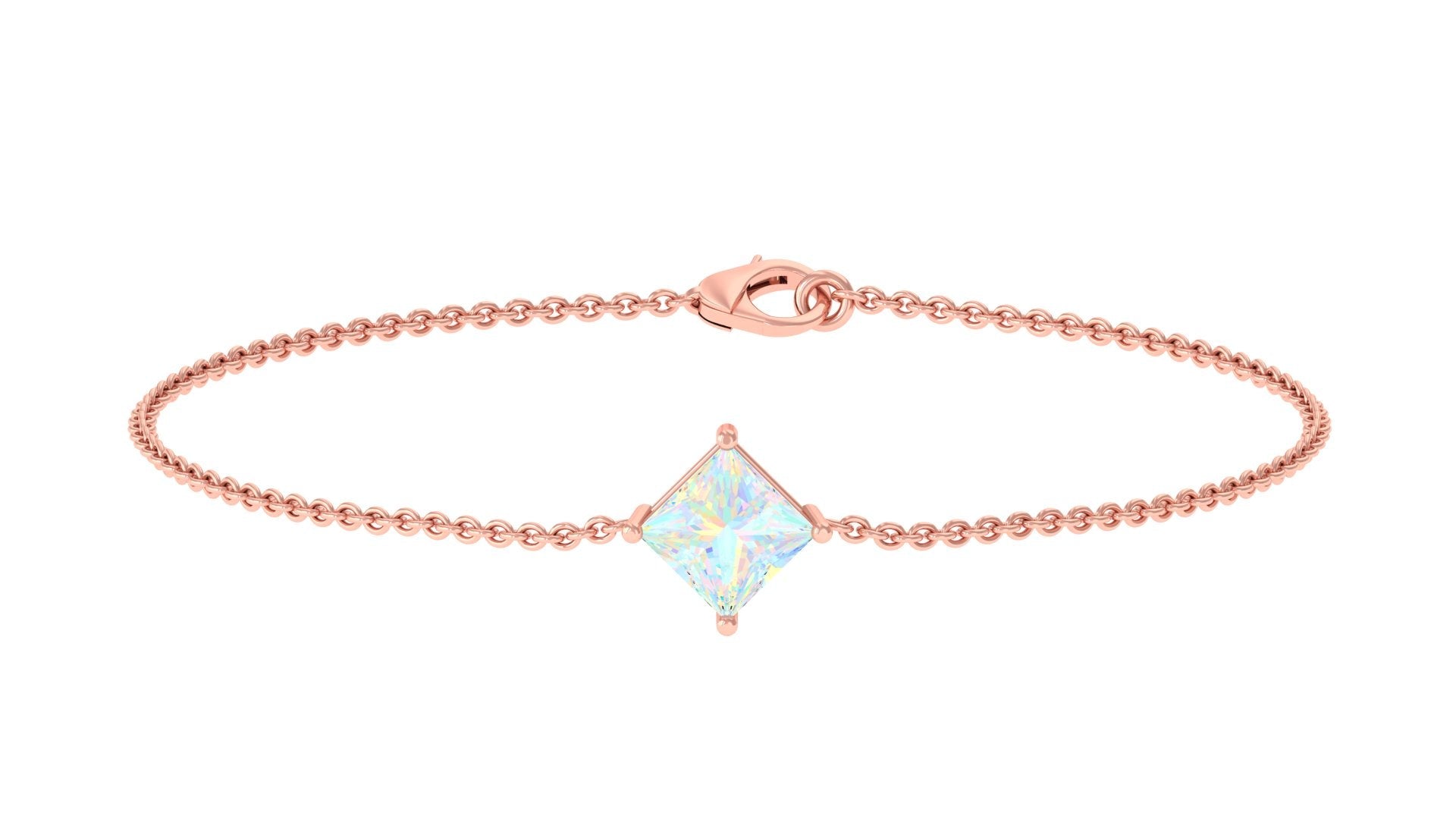 Ethiopian Opal Bracelet – 2 Carat Princess Cut Solitaire Chain Jewelry