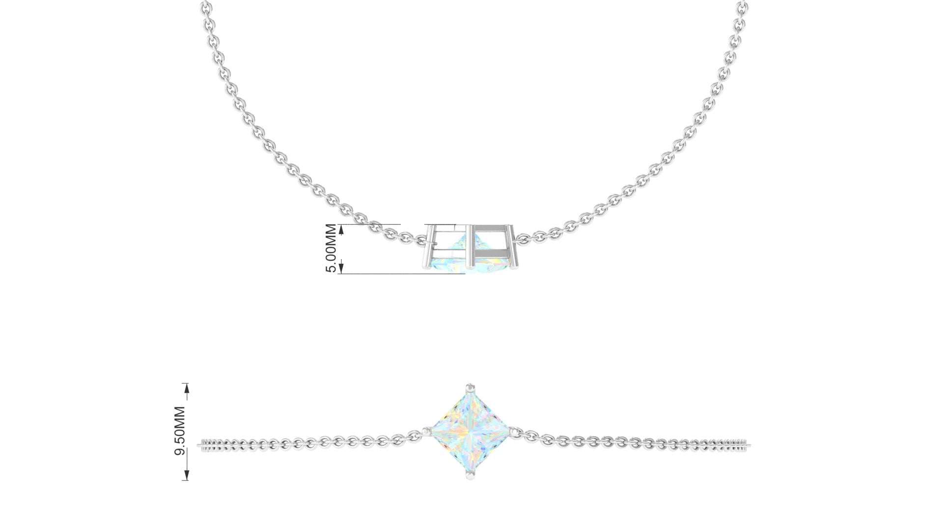 Ethiopian Opal Bracelet – 2 Carat Princess Cut Solitaire Chain Jewelry