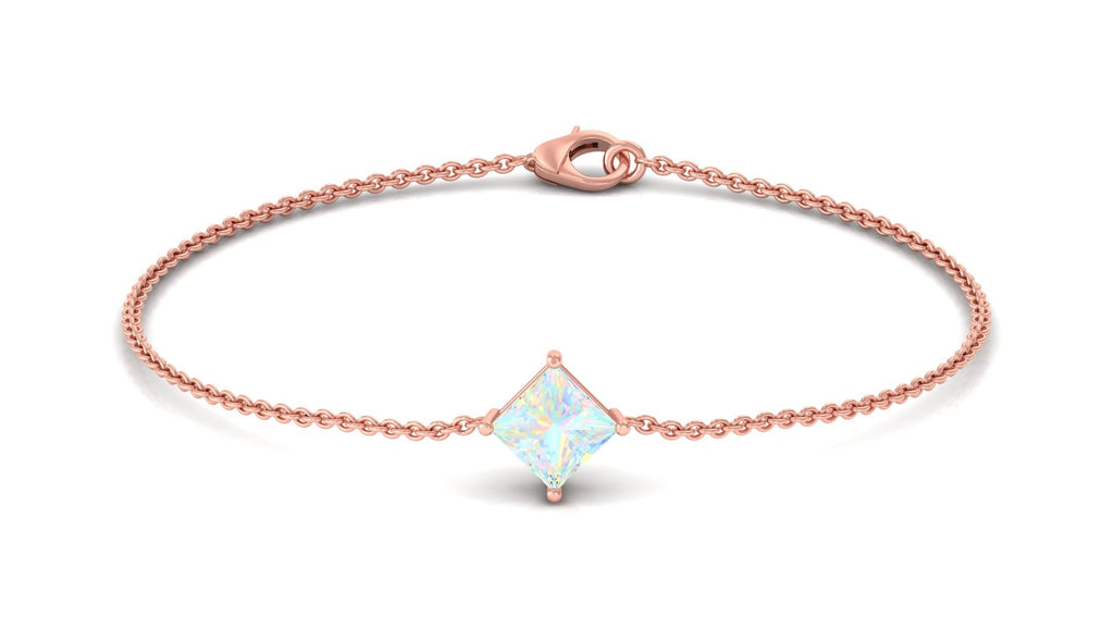 Ethiopian Opal Bracelet – 2 Carat Princess Cut Solitaire Chain Jewelry