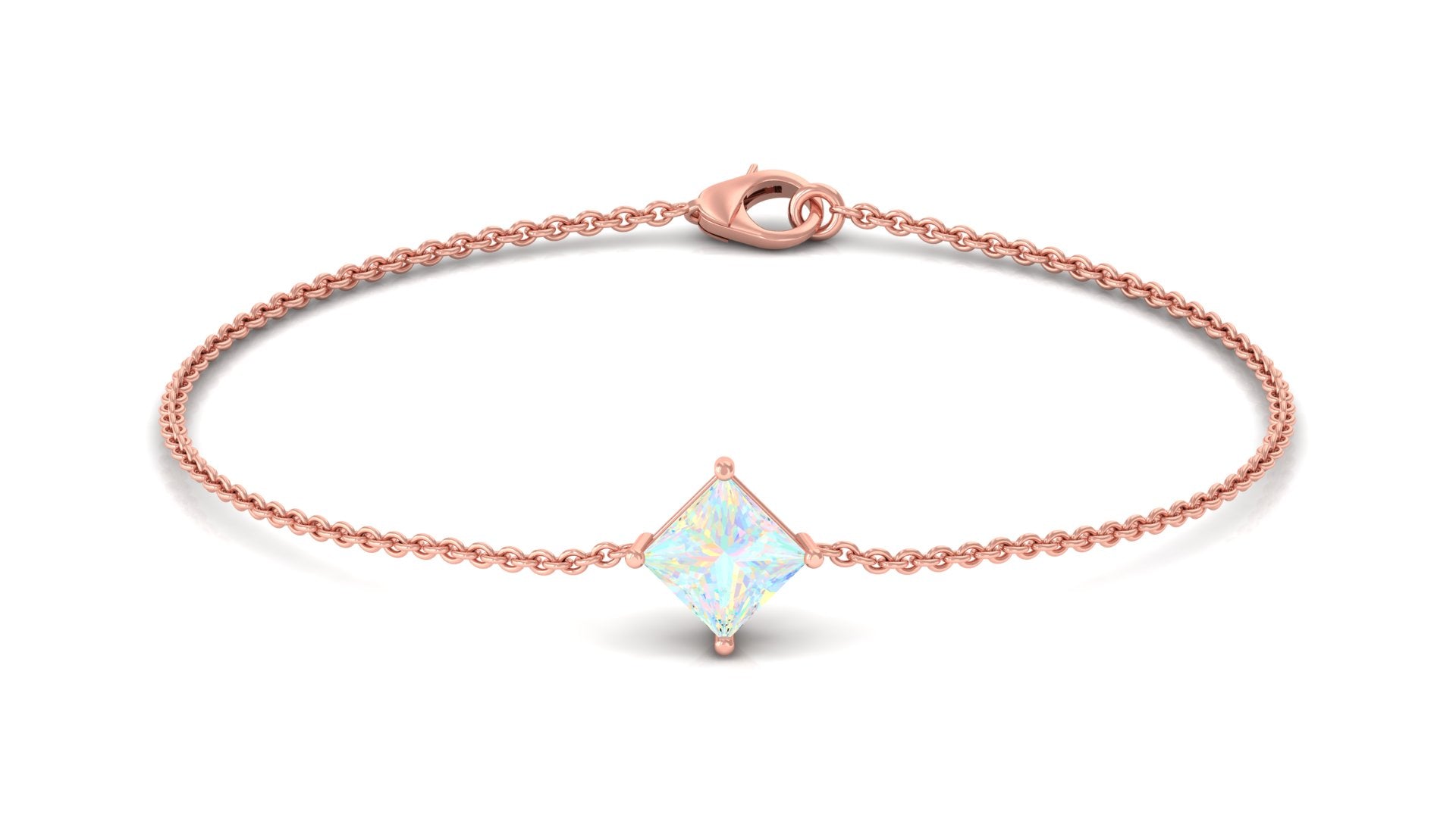 Ethiopian Opal Bracelet – 2 Carat Princess Cut Solitaire Chain Jewelry