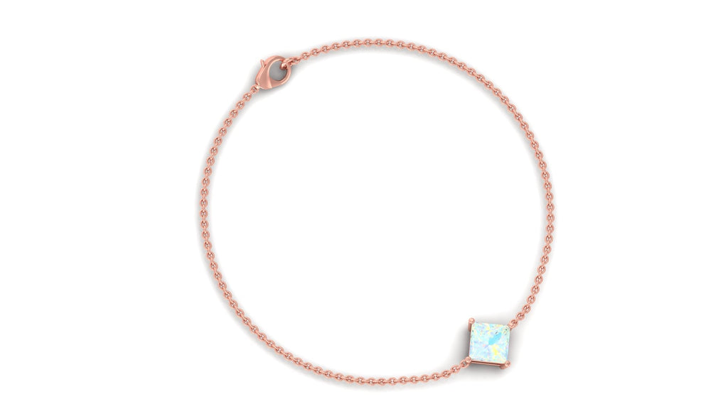 Ethiopian Opal Bracelet – 2 Carat Princess Cut Solitaire Chain Jewelry
