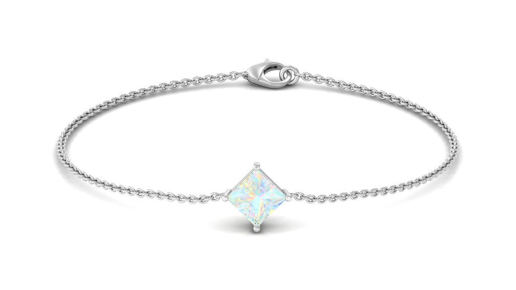 Ethiopian Opal Bracelet – 2 Carat Princess Cut Solitaire Chain Jewelry