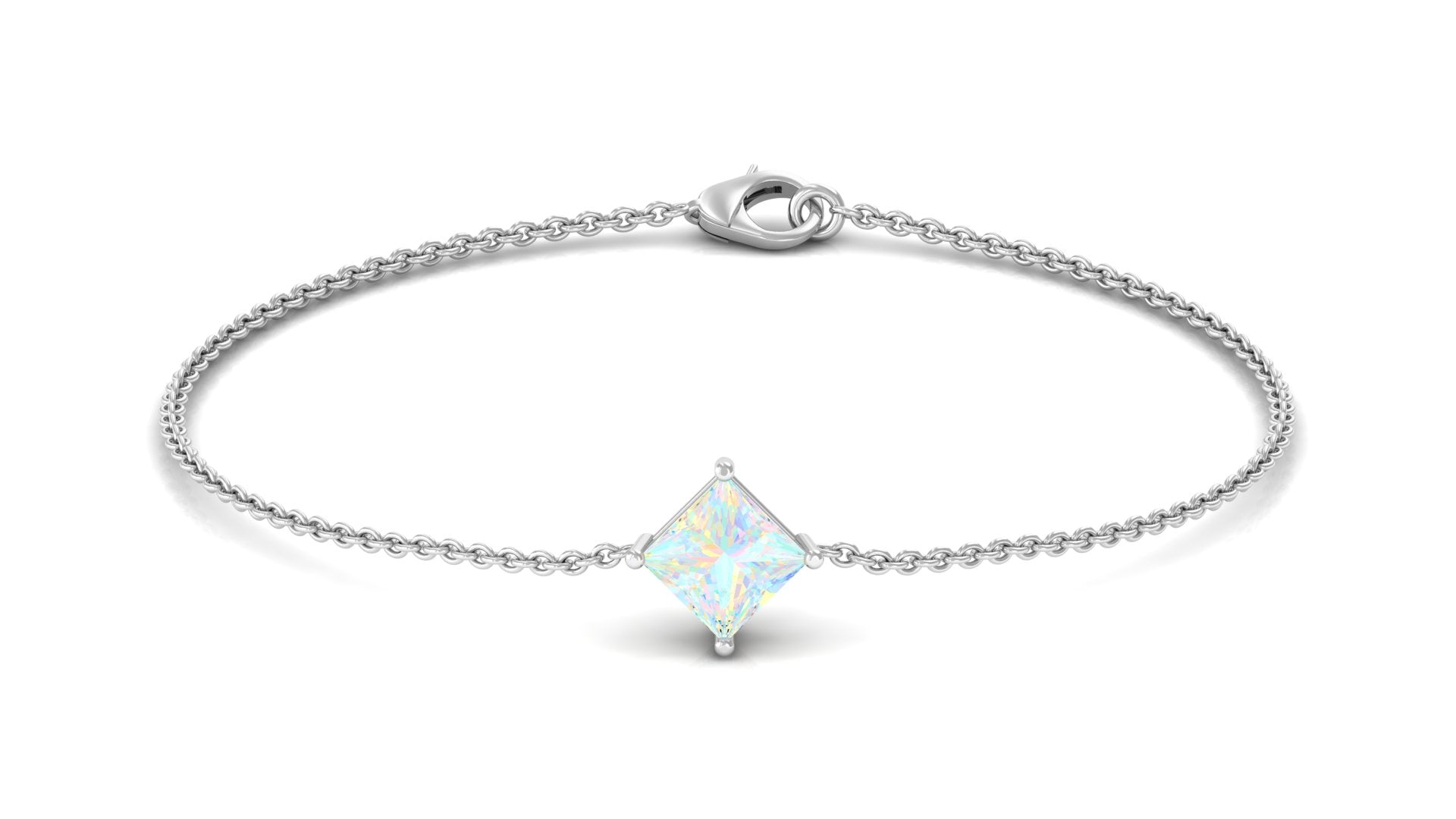Ethiopian Opal Bracelet – 2 Carat Princess Cut Solitaire Chain Jewelry