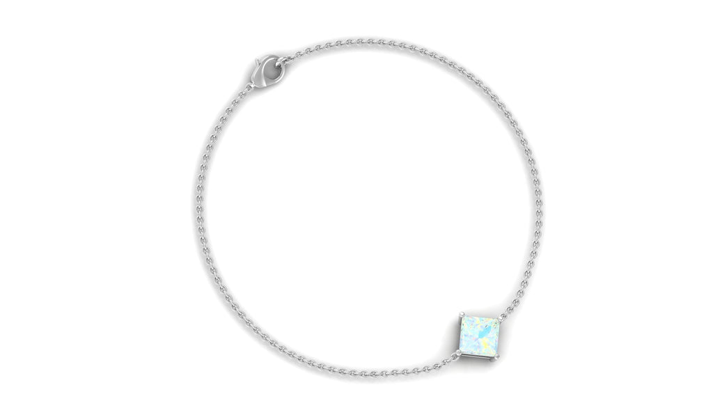 Ethiopian Opal Bracelet – 2 Carat Princess Cut Solitaire Chain Jewelry