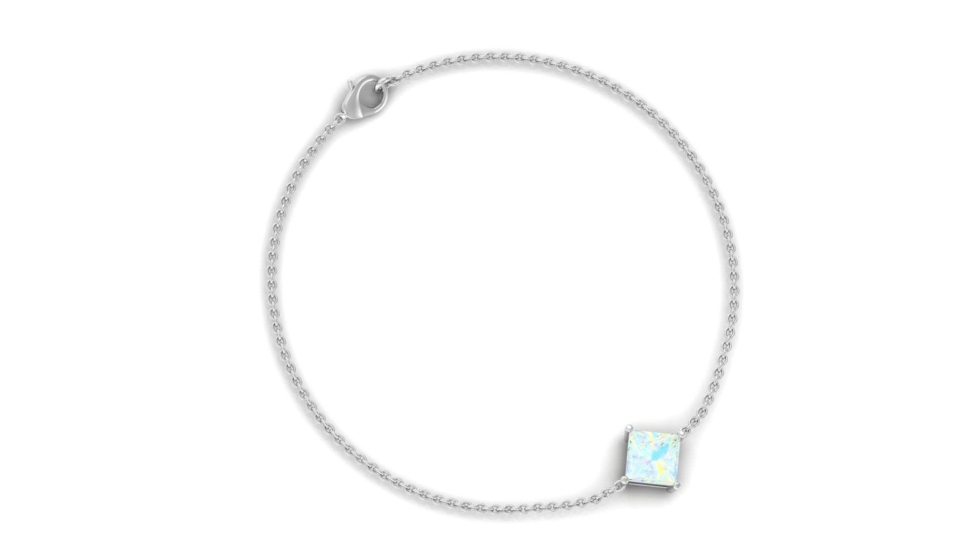 Ethiopian Opal Bracelet – 2 Carat Princess Cut Solitaire Chain Jewelry