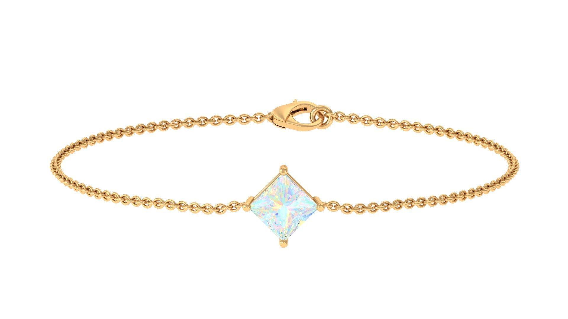Ethiopian Opal Bracelet – 2 Carat Princess Cut Solitaire Chain Jewelry