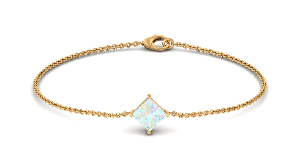 Ethiopian Opal Bracelet – 2 Carat Princess Cut Solitaire Chain Jewelry