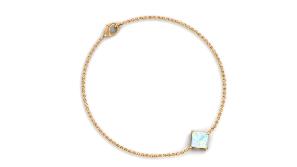 Ethiopian Opal Bracelet – 2 Carat Princess Cut Solitaire Chain Jewelry