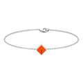 Fire Opal Bracelet – 0.5 Ct Princess Cut Orange Opal | Bezel Set Birthstone Jewelry